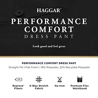 Haggar Premium Comfort Mens Straight Fit Dress Flat Front Pant