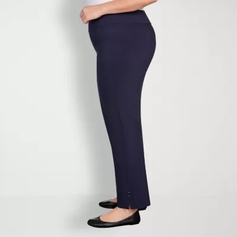 Hearts Of Palm Womens Plus Straight Mid Rise Pull-On Pant