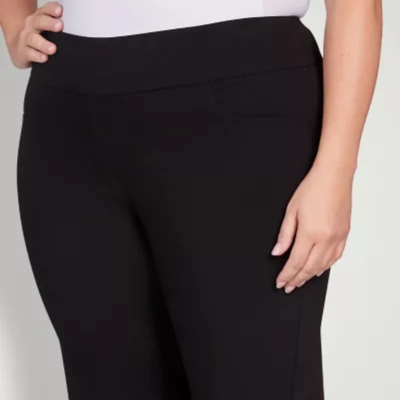Hearts Of Palm Womens Straight Mid Rise Plus Pull-On Pant