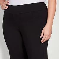 Hearts Of Palm Womens Straight Mid Rise Plus Pull-On Pant