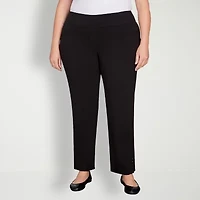 Hearts Of Palm Womens Plus Straight Mid Rise Pull-On Pant