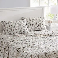 Laura Ashley Le Fleur Cotton Flannel Deep Pocket Sheet Set