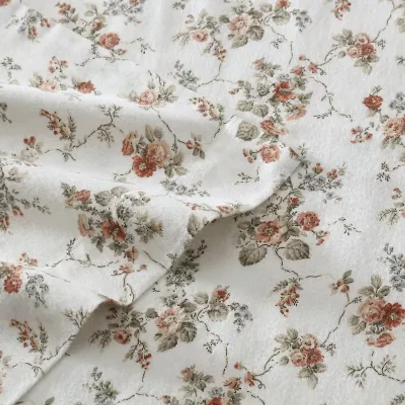 Laura Ashley Le Fleur Cotton Flannel Deep Pocket Sheet Set