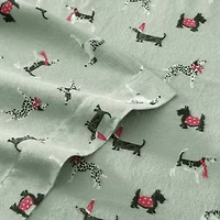 Laura Ashley Holiday Pups Cotton Flannel Deep Pocket Sheet Set
