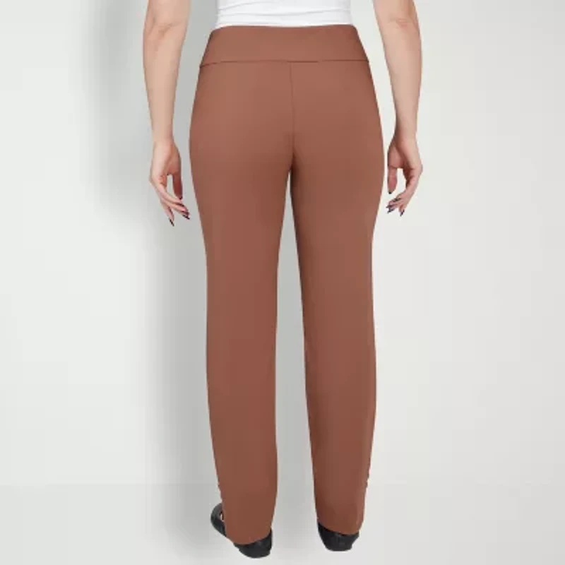 Hearts Of Palm Womens Straight Mid Rise Pull-On Pant