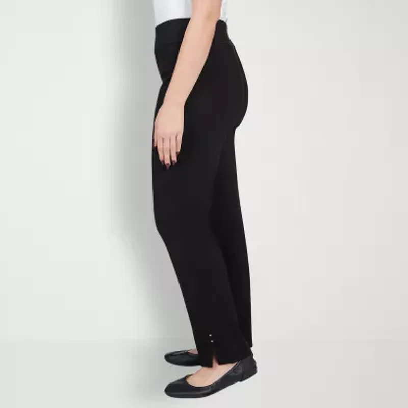 Hearts Of Palm Womens Straight Mid Rise Pull-On Pant