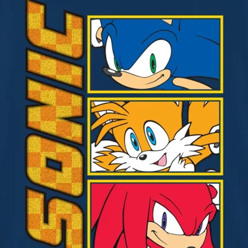 Little & Big Kid Boys Crew Neck Long Sleeve Regular Fit Sonic the Hedgehog Graphic T-Shirt