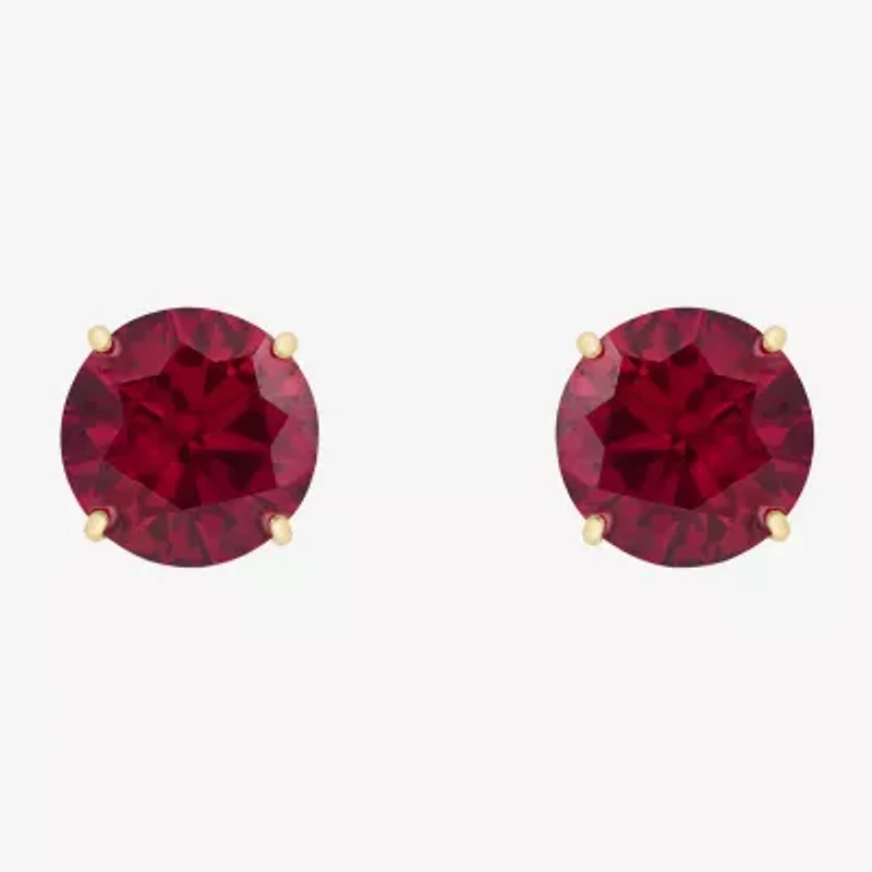 Gemstone 10K Gold 6mm Round Stud Earrings