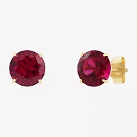 Gemstone 10K Gold 6mm Round Stud Earrings