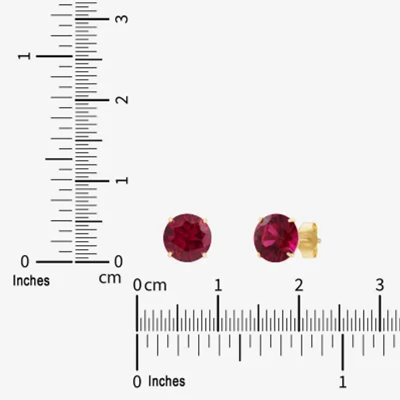 Gemstone 10K Gold 6mm Round Stud Earrings