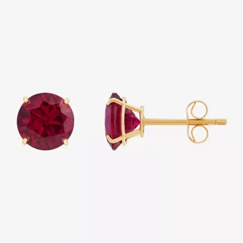 Gemstone 10K Gold 6mm Round Stud Earrings
