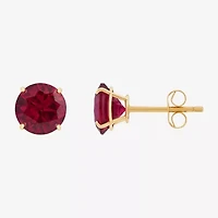 Gemstone 10K Gold 6mm Round Stud Earrings