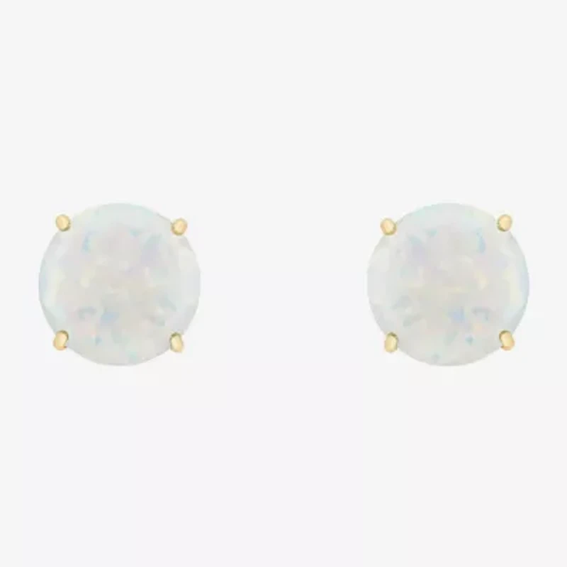 Gemstone 10K Gold 4mm Round Stud Earrings