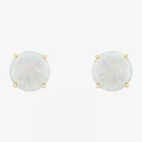 Gemstone 10K Gold 4mm Round Stud Earrings