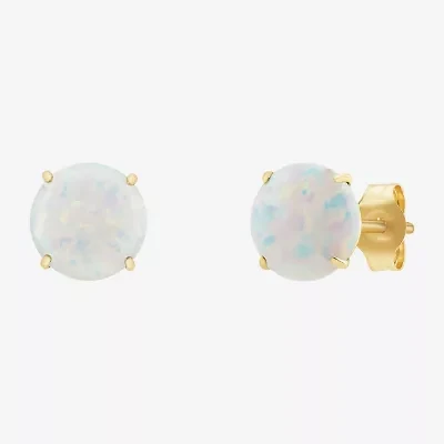 Gemstone 10K Gold 4mm Round Stud Earrings