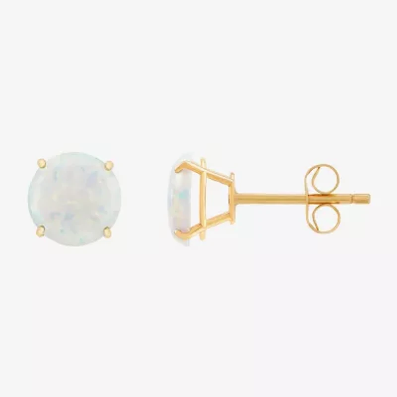 Gemstone 10K Gold 4mm Round Stud Earrings