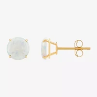 Gemstone 10K Gold 4mm Round Stud Earrings