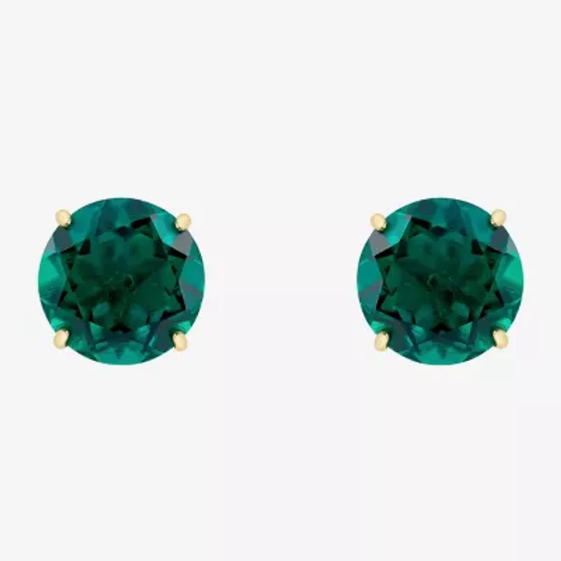 Gemstone 10K Gold 4mm Round Stud Earrings