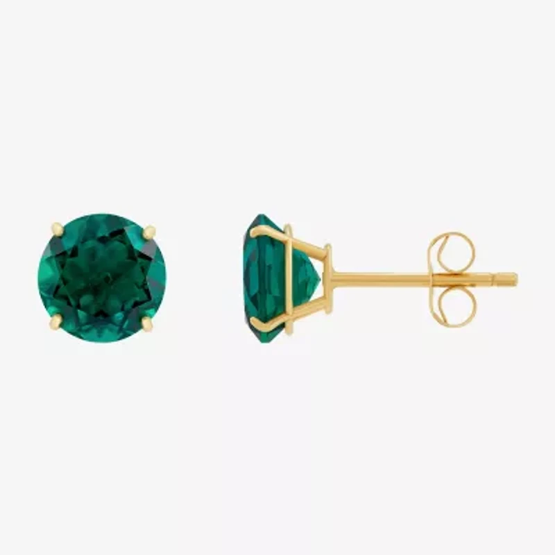 Gemstone 10K Gold 4mm Round Stud Earrings