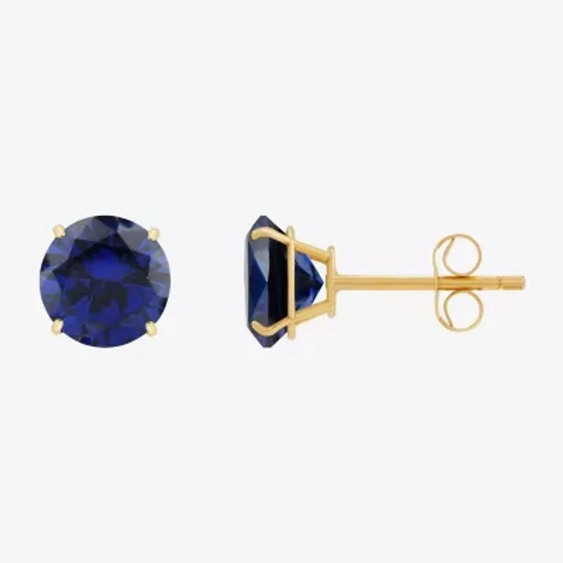 Gemstone 10K Gold 4mm Round Stud Earrings