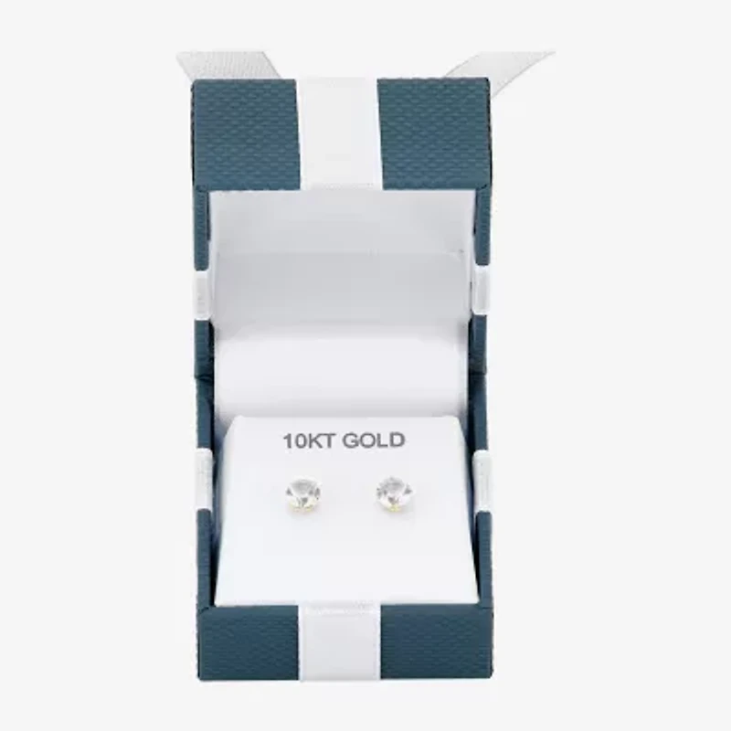Gemstone 10K Gold 4mm Round Stud Earrings