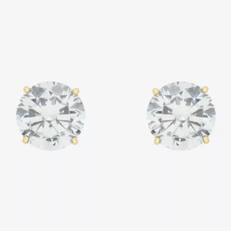 Gemstone 10K Gold 4mm Round Stud Earrings