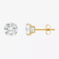 Gemstone 10K Gold 4mm Round Stud Earrings