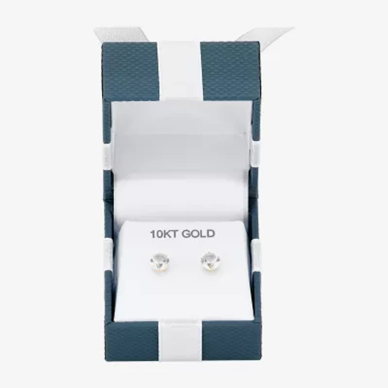 Gemstone 10K Gold 6mm Round Stud Earrings