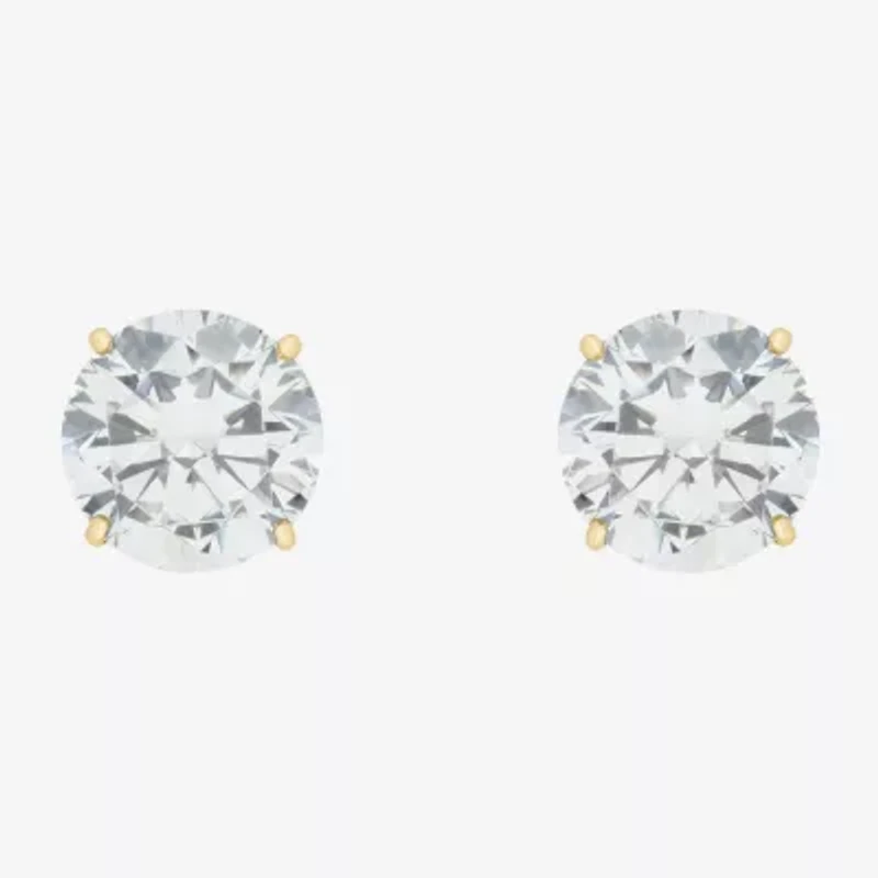 Gemstone 10K Gold 6mm Round Stud Earrings