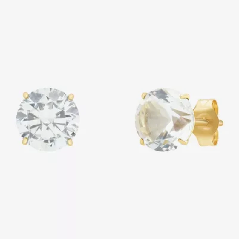 Gemstone 10K Gold 6mm Round Stud Earrings