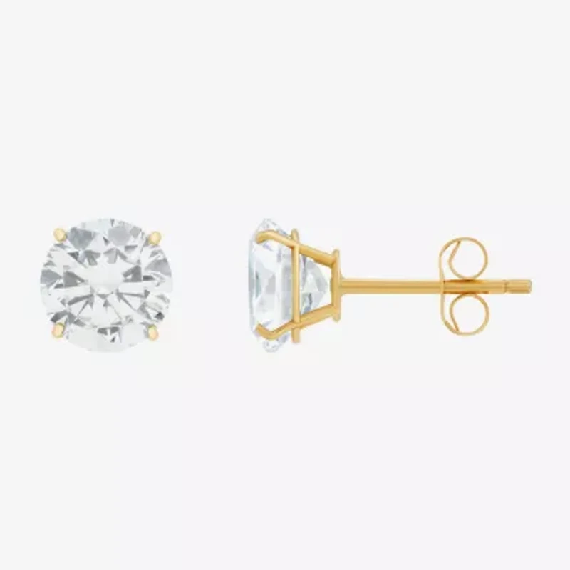 Gemstone 10K Gold 6mm Round Stud Earrings