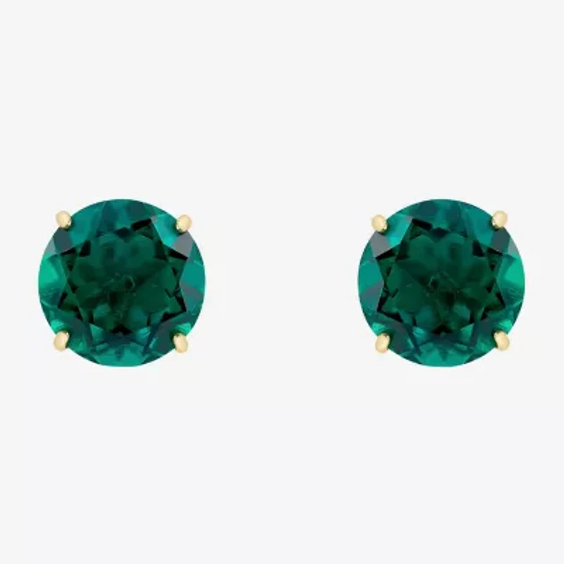 Gemstone 10K Gold 6mm Round Stud Earrings