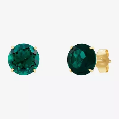 Gemstone 10K Gold 6mm Round Stud Earrings