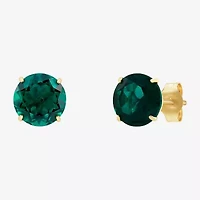 Gemstone 10K Gold 6mm Round Stud Earrings