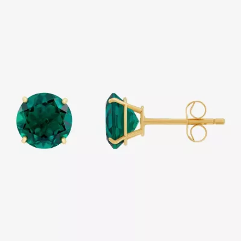 Gemstone 10K Gold 6mm Round Stud Earrings