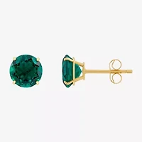 Gemstone 10K Gold 6mm Round Stud Earrings