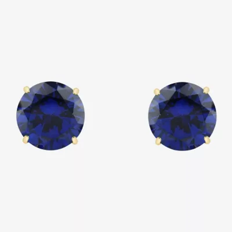 Gemstone 10K Gold 6mm Round Stud Earrings