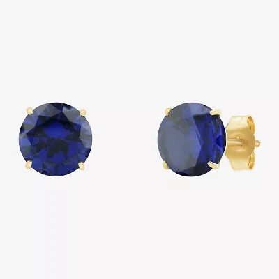 Gemstone 10K Gold 6mm Round Stud Earrings