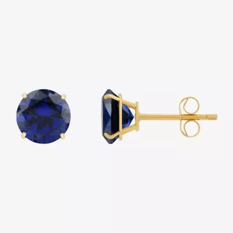 Gemstone 10K Gold 6mm Round Stud Earrings