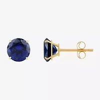 Gemstone 10K Gold 6mm Round Stud Earrings
