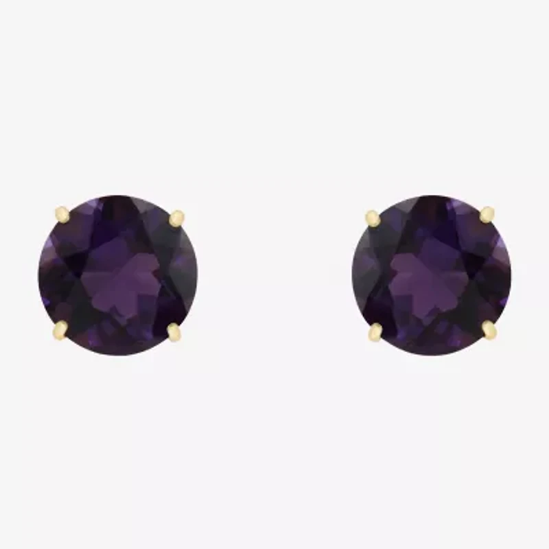 Gemstone 10K Gold 4mm Round Stud Earrings