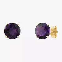Gemstone 10K Gold 4mm Round Stud Earrings