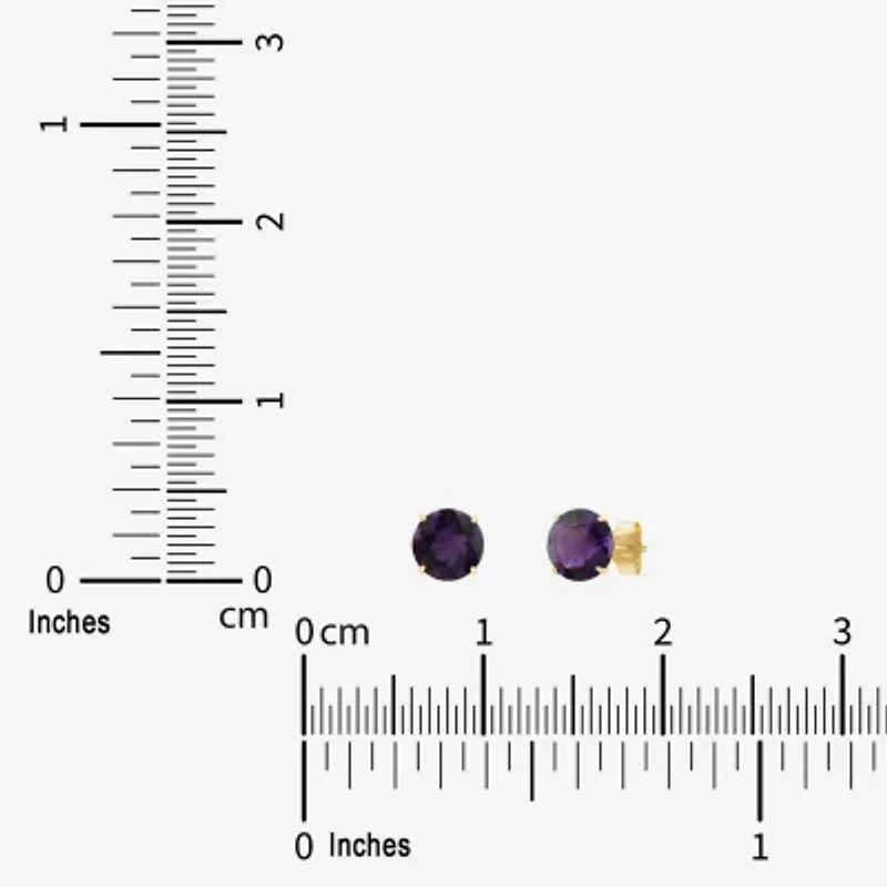 Gemstone 10K Gold 4mm Round Stud Earrings