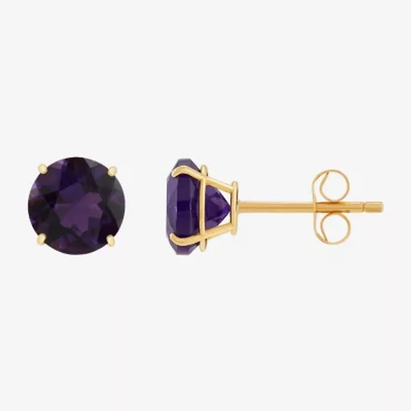 Gemstone 10K Gold 4mm Round Stud Earrings