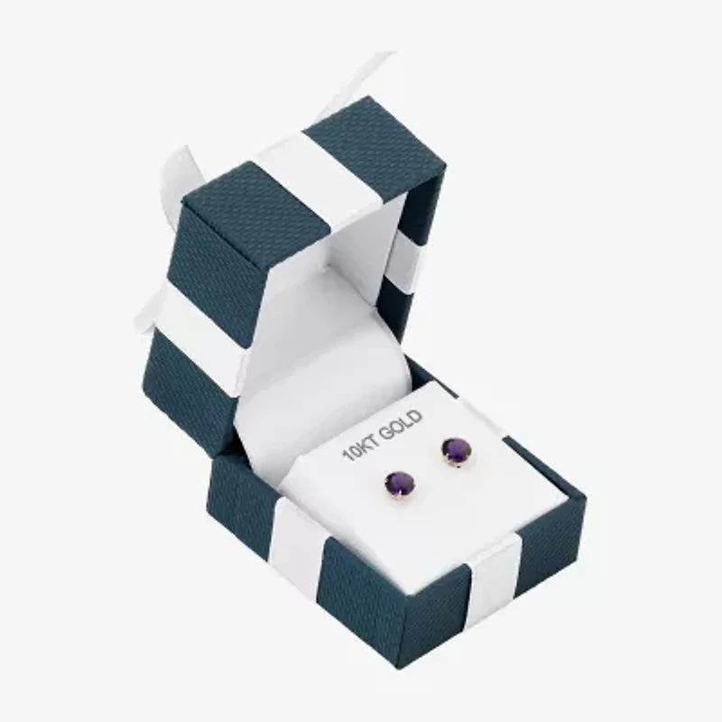 Gemstone 10K Gold 4mm Round Stud Earrings