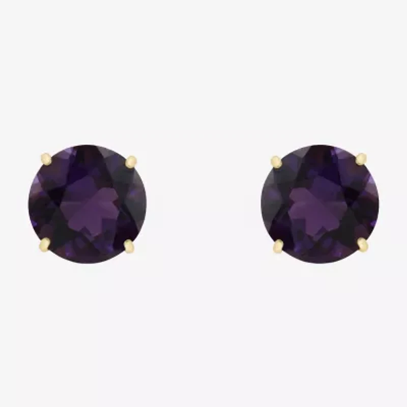 Gemstone 10K Gold 6mm Round Stud Earrings