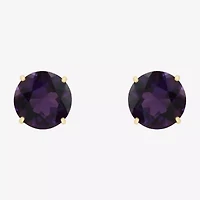 Gemstone 10K Gold 6mm Round Stud Earrings
