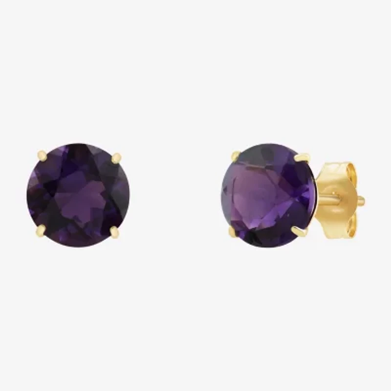 Gemstone 10K Gold 6mm Round Stud Earrings