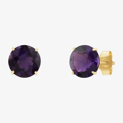 Gemstone 10K Gold 6mm Round Stud Earrings