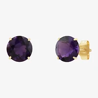 Gemstone 10K Gold 6mm Round Stud Earrings